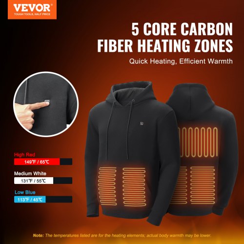 Heated Hoodie Unisex Heated Sweatshirt with Battery Pack 74V Electric