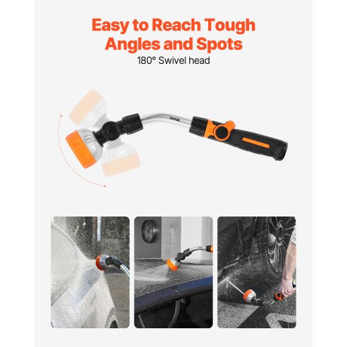 Watering Wand 15Inch Heavy Duty Garden Hose Wand with 8 Spray Patterns