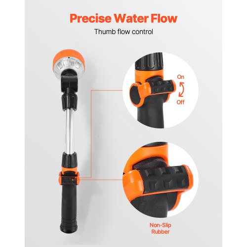 Watering Wand 15Inch Heavy Duty Garden Hose Wand with 8 Spray Patterns