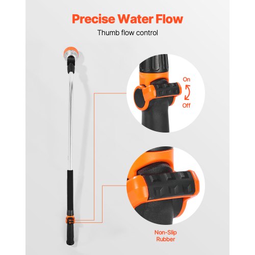 Watering Wand 36Inch Extra Long Heavy Duty Garden Hose Wand with 8 Spray