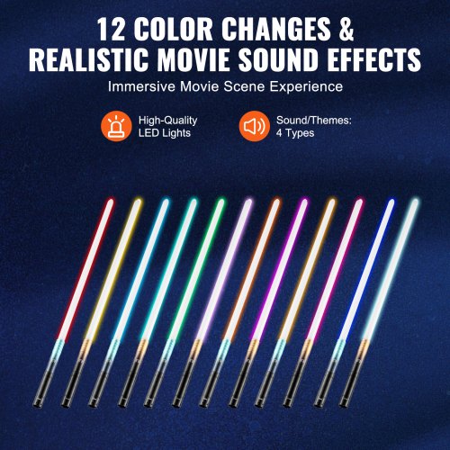 Light Sword 2 Pack Light up Sword with 12 RGB Colors 4 Sound Modes