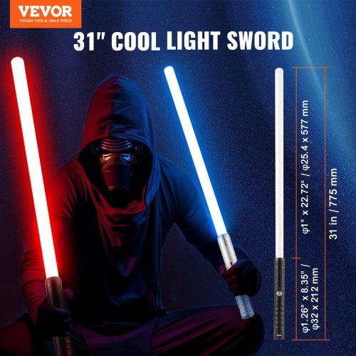 Light Sword 2 Pack Light up Sword with 7 RGB Colors 4 Sound Modes and Realistic