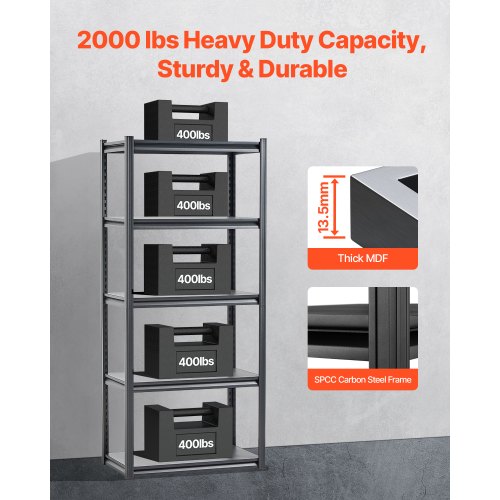 Storage Shelves 2000 lbs 5 Tier Garage Storage Shelving 18 D x 32 W x