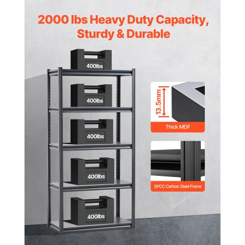 Storage Shelves 2000 lbs 5 Tier Garage Storage Shelving 18 D x 36 W x