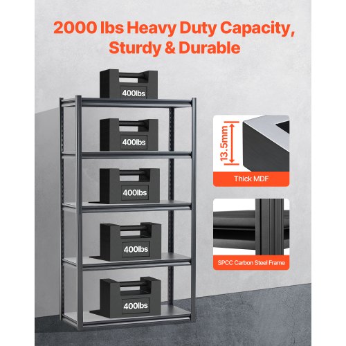 Storage Shelves 2000 lbs 5 Tier Garage Storage Shelving 18 D x 40 W x