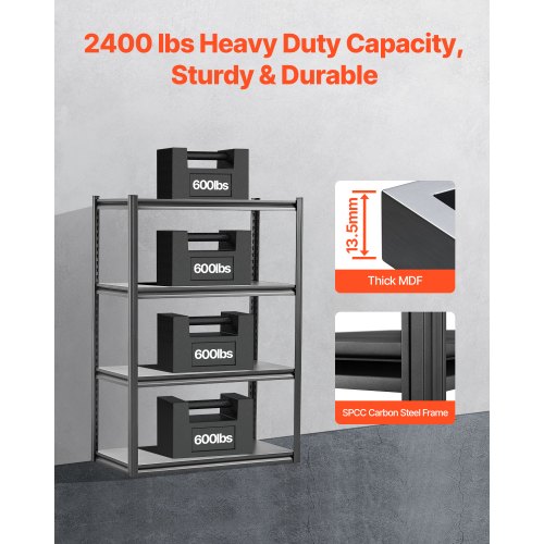 Storage Shelves 2400 lbs 4 Tier Garage Storage Shelving 20 D x 40 W x