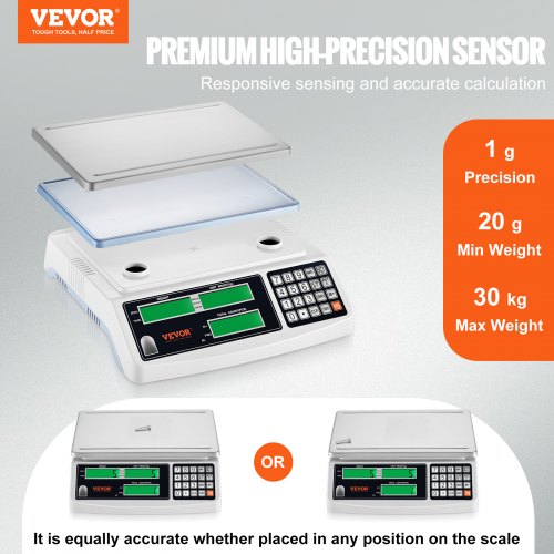 Industrial Counting Scale 30 kg x 1 g Digital Scale for Parts and Coins