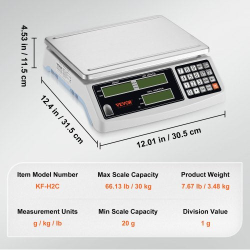 Industrial Counting Scale 30 kg x 1 g Digital Scale for Parts and Coins