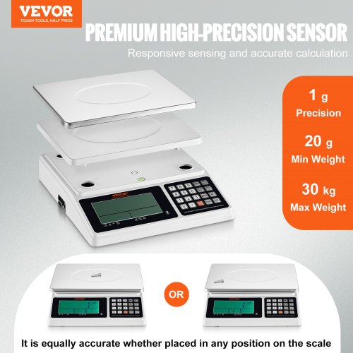 Industrial Counting Scale 30 kg x 1 g Digital Scale for Parts and Coins