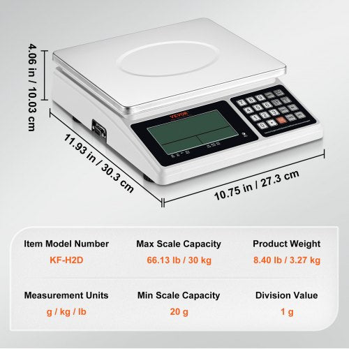 Industrial Counting Scale 30 kg x 1 g Digital Scale for Parts and Coins