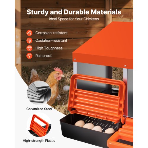 2 Tiers Chicken Nesting Boxes 6 Compartments Metal Egg Laying With Protective
