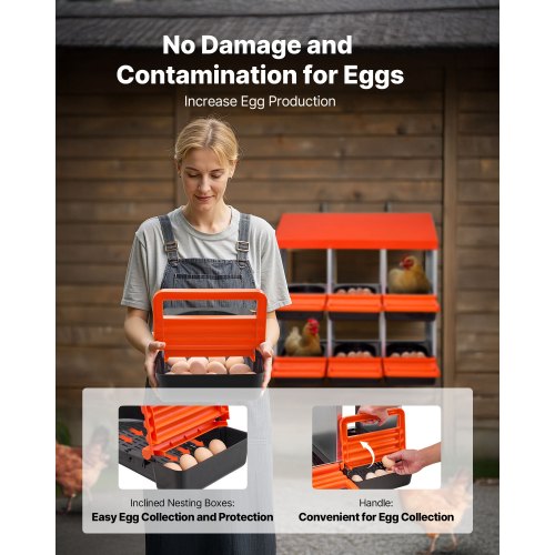 2 Tiers Chicken Nesting Boxes 6 Compartments Metal Egg Laying With Protective