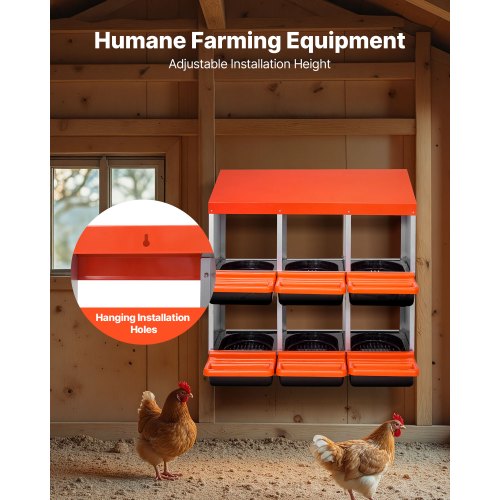 2 Tiers Chicken Nesting Boxes 6 Compartments Metal Egg Laying With Protective