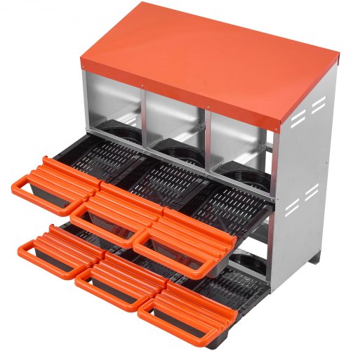 2 Tiers Chicken Nesting Boxes 6 Compartments Metal Egg Laying With Protective