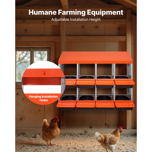 2 Tiers Chicken Nesting Boxes 8 Compartments Metal Egg Laying With Protective