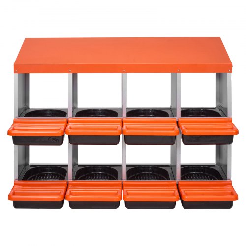 2 Tiers Chicken Nesting Boxes 8 Compartments Metal Egg Laying With Protective
