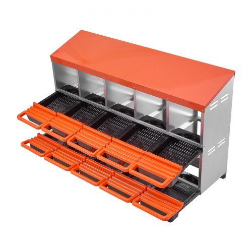 2 Tiers Chicken Nesting Boxes 10 Compartments Metal Egg Laying With Protective