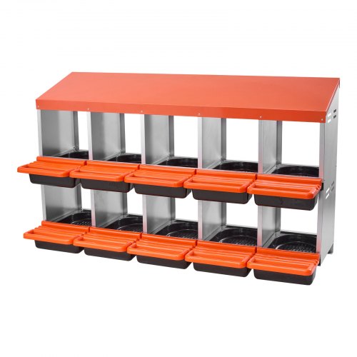 2 Tiers Chicken Nesting Boxes 10 Compartments Metal Egg Laying With Protective