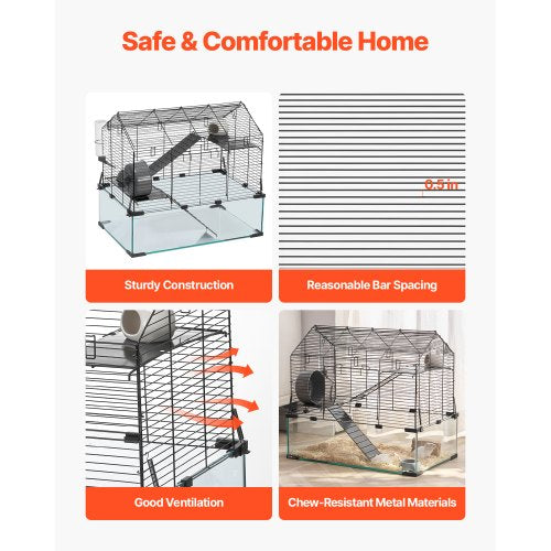 Hamster Cage 360° Viewing Transparent Hamster Habitats Small Animal Cage