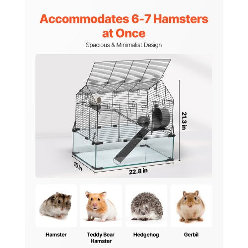 Hamster Cage 360° Viewing Transparent Hamster Habitats Small Animal Cage