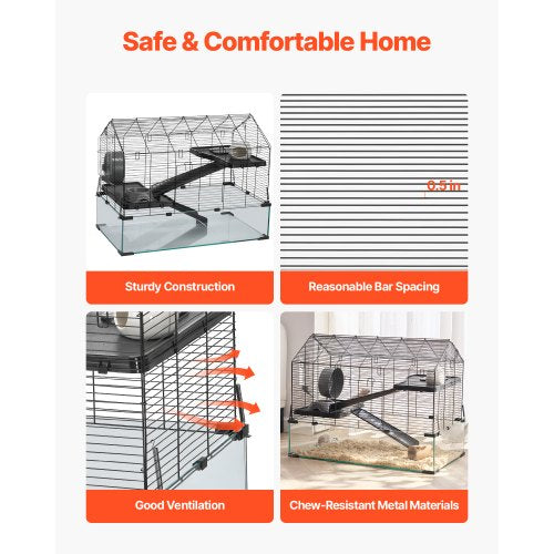 Hamster Cage 360° Viewing Transparent Hamster Habitats Small Animal Cage