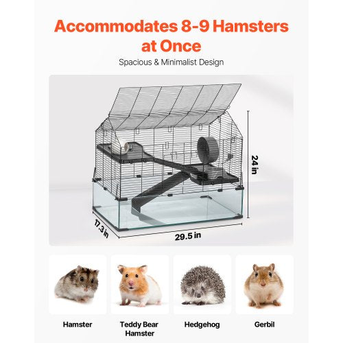 Hamster Cage 360° Viewing Transparent Hamster Habitats Small Animal Cage