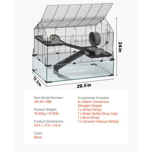 Hamster Cage 360° Viewing Transparent Hamster Habitats Small Animal Cage