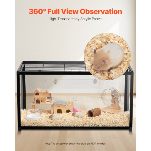 Hamster Cage 360° Viewing Transparent Hamster Habitats Small Animal Cage