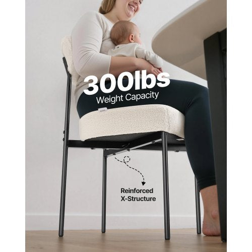 Boucle Dining Chairs Set of 4 Mid Century Modern Sherpa Accent Chairs