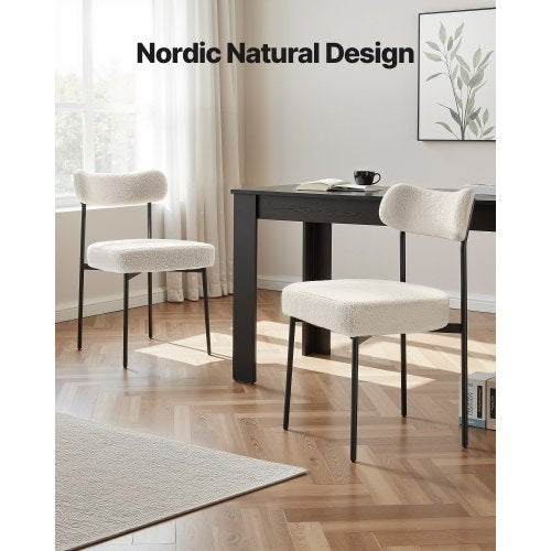 Boucle Dining Chairs Set of 4 Mid Century Modern Sherpa Accent Chairs