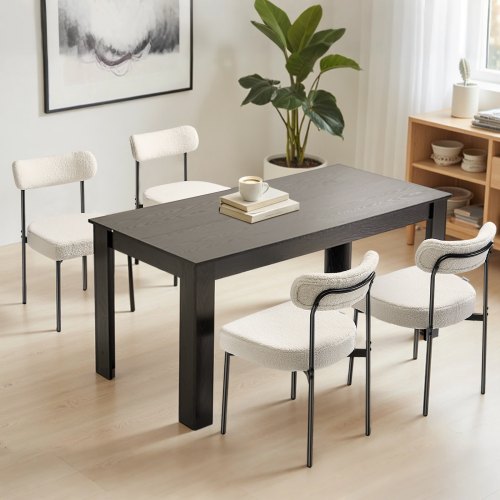 Boucle Dining Chairs Set of 4 Mid Century Modern Sherpa Accent Chairs