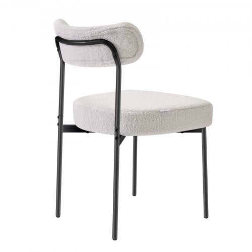 Boucle Dining Chairs Set of 4 Mid Century Modern Sherpa Accent Chairs