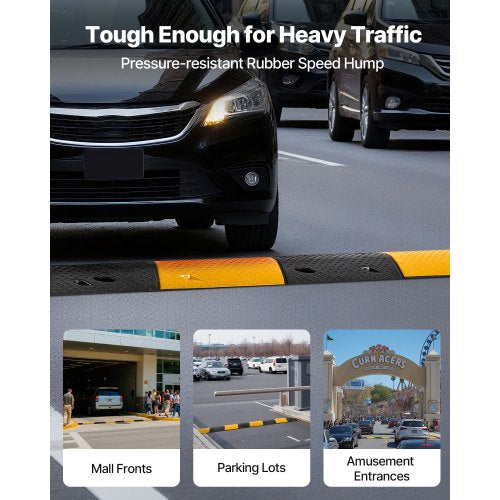 40 in Rubber Speed Bump 2 Pack 2 Channel Heavy Duty Traffic Speed Hump