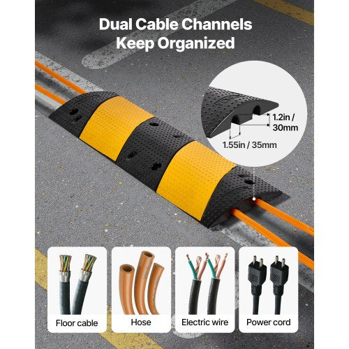 40 in Rubber Speed Bump 2 Pack 2 Channel Heavy Duty Traffic Speed Hump