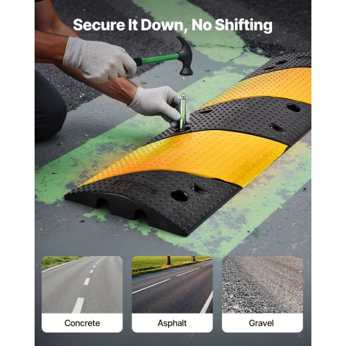 40 in Rubber Speed Bump 2 Pack 2 Channel Heavy Duty Traffic Speed Hump