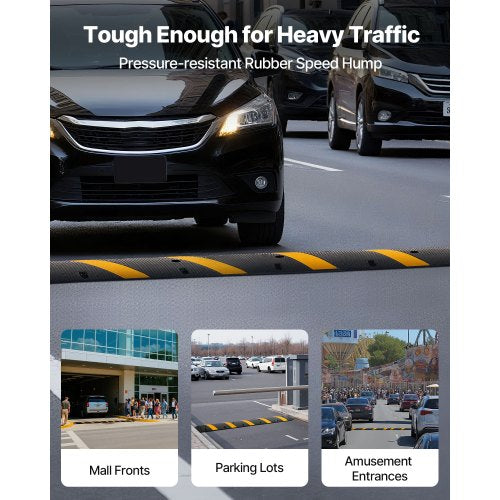 6FT Rubber Speed Bump 2 Channel Heavy Duty Traffic Speed Hump 22000