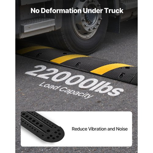 6FT Rubber Speed Bump 2 Channel Heavy Duty Traffic Speed Hump 22000