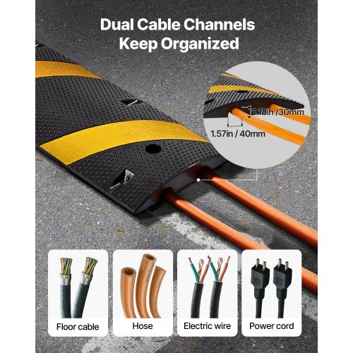 6FT Rubber Speed Bump 2 Channel Heavy Duty Traffic Speed Hump 22000