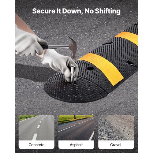 6FT Rubber Speed Bump 2 Channel Heavy Duty Traffic Speed Hump 22000