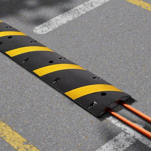 6FT Rubber Speed Bump 2 Channel Heavy Duty Traffic Speed Hump 22000