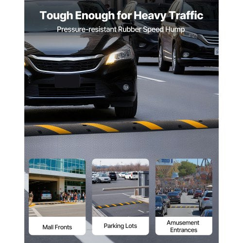 6FT Rubber Speed Bump 2 Pack 2 Channel Heavy Duty Traffic Speed Hump