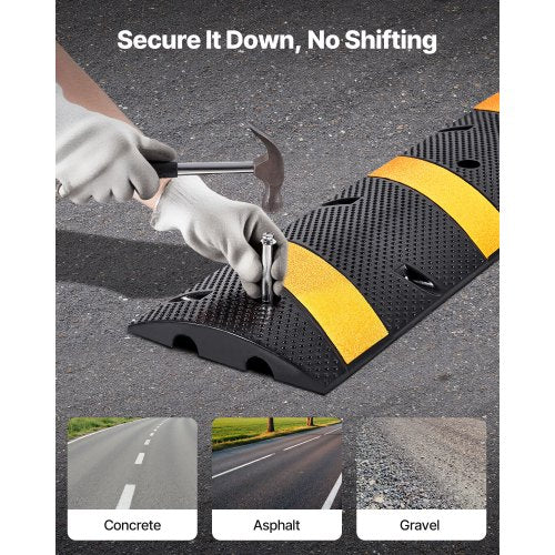 6FT Rubber Speed Bump 2 Pack 2 Channel Heavy Duty Traffic Speed Hump