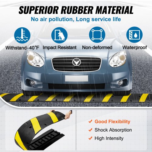 2PCs 6 ft72 Rubber Speed Hump 2 Channel 22000 lbs Capacity Heavy Duty