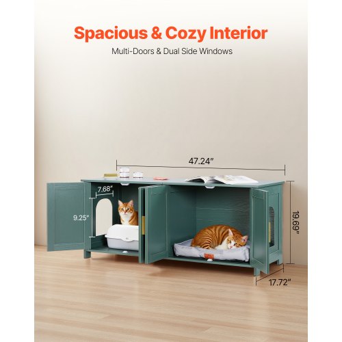 Cat Litter Box Enclosure for Multi Cats 47.2 in Hidden Litter Box Cabinet