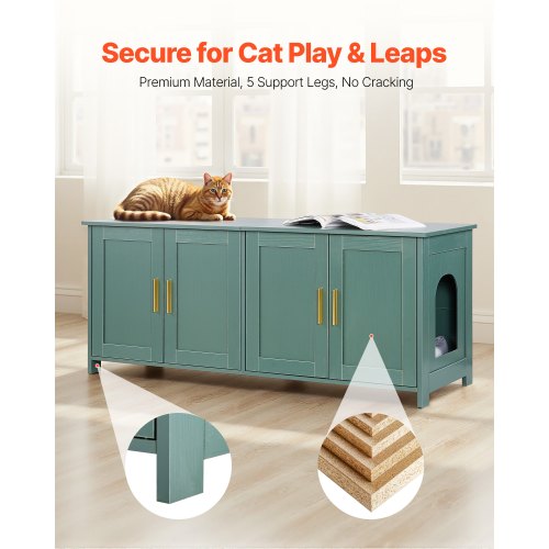 Cat Litter Box Enclosure for Multi Cats 47.2 in Hidden Litter Box Cabinet