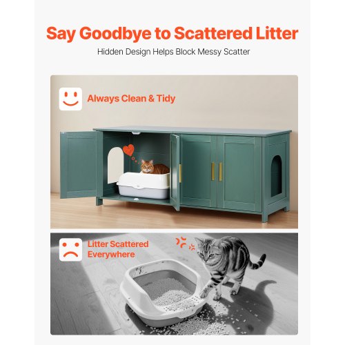 Cat Litter Box Enclosure for Multi Cats 47.2 in Hidden Litter Box Cabinet