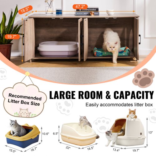 Cat Litter Box Enclosure for 2 Cats Litter Box Furniture Hidden with Double