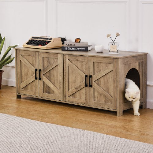 Cat Litter Box Enclosure for 2 Cats Litter Box Furniture Hidden with Double