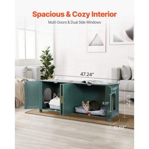 Cat Litter Box Enclosure for Multi Cats 47.2 in Hidden Litter Box Cabinet 1