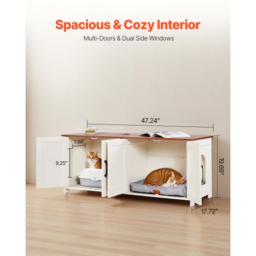 Cat Litter Box Enclosure for Multi Cats 47.2 in Hidden Litter Box Cabinet 2